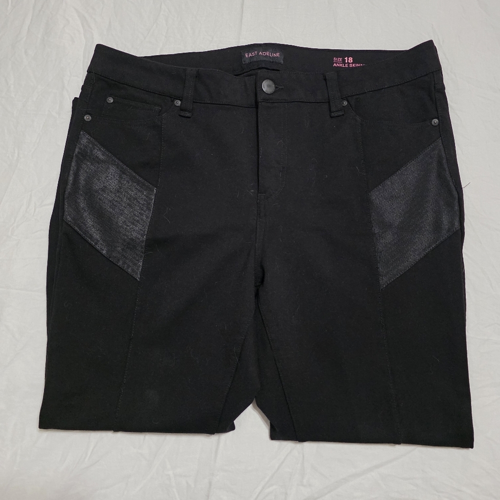 East Adeline Women's Black Pants with Textured Pockets Size 18